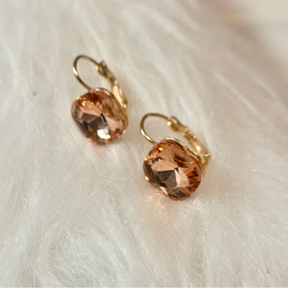 Elegant Gold and Peach Earrings